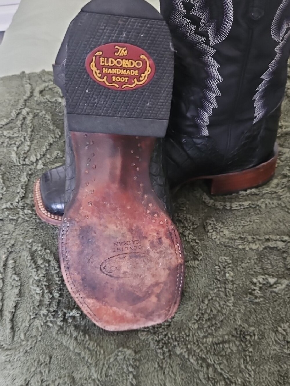 Men's Black Exotic Leather Western Boots Caiman Alligator - Picture 7 of 8